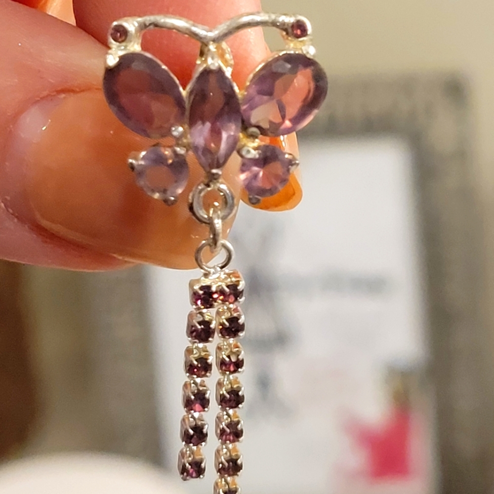 Purple Crystal Belly Piercing. Sugical Stainless Steel. Elegant Purple Butterfly